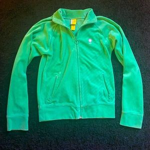 Split Green Velvet Zip Track Jacket
